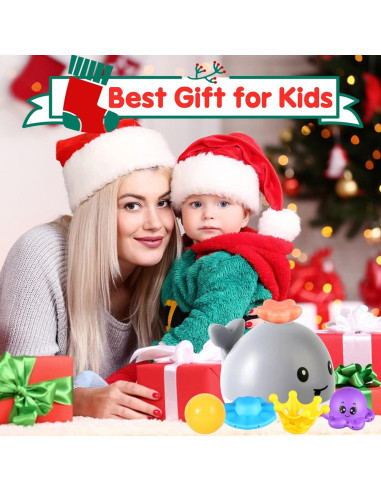 Juguete de Baño Ballena Gigilli con Luz y 4 Modos de Rociado