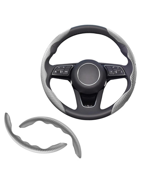 Funda de Volante Antideslizante Lunwag Fibra de Carbono Gris