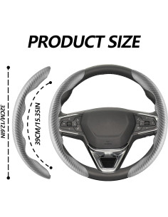 Funda de Volante Antideslizante Lunwag Fibra de Carbono Gris 2