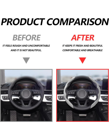 Funda de Volante Antideslizante Lunwag Fibra de Carbono Gris