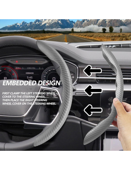 Funda de Volante Antideslizante Lunwag Fibra de Carbono Gris