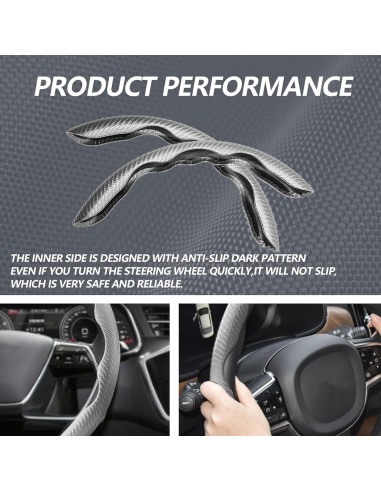 Funda de Volante Antideslizante Lunwag Fibra de Carbono Gris