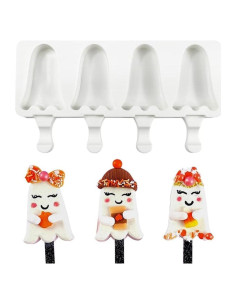 Molde de Paleta de Silicona Ykybhx Fantasma Halloween 4 Cavidades
