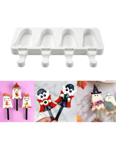 Molde de Paleta de Silicona Ykybhx Fantasma Halloween 4 Cavidades 2