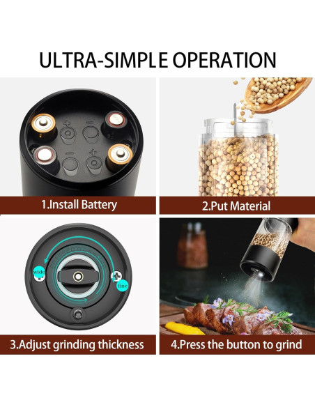 Juego de Molinillos Eléctricos de Sal y Pimienta Jeadiuwe