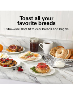 Tostadora Hamilton Beach 2 Rebanadas Negra con Ranuras Anchas 2