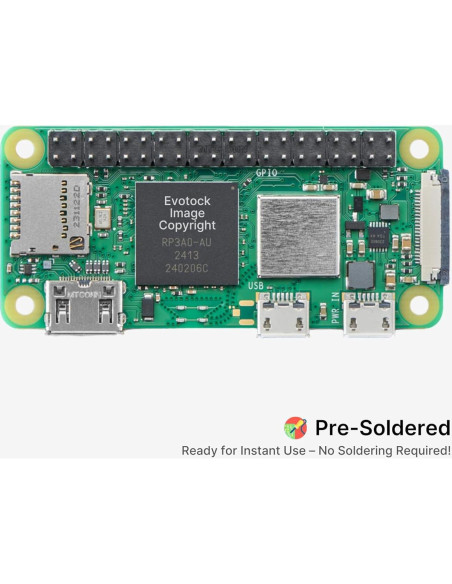 Mini Computadora Pi Zero 2 WH - 1GHz Quad-Core, 512MB RAM, Wi-Fi, Bluetooth