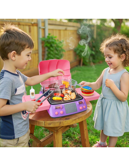 Juego de Barbacoa Rosa AugToy para Niños 2-8 Años con Sonido