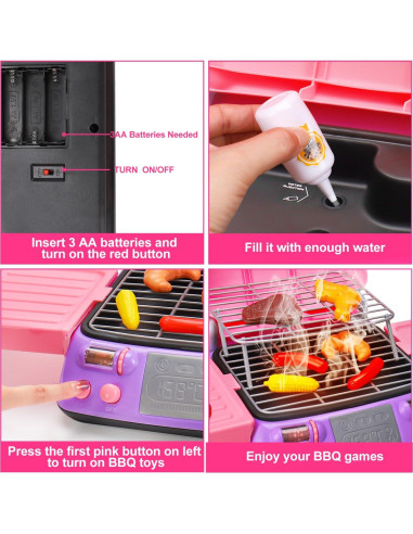 Juego de Barbacoa Rosa AugToy para Niños 2-8 Años con Sonido