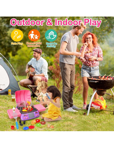 Juego de Barbacoa Rosa AugToy para Niños 2-8 Años con Sonido