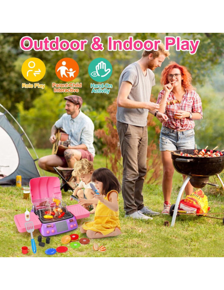 Juego de Barbacoa Rosa AugToy para Niños 2-8 Años con Sonido