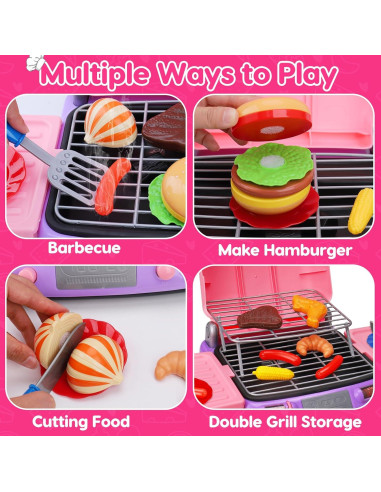 Juego de Barbacoa Rosa AugToy para Niños 2-8 Años con Sonido