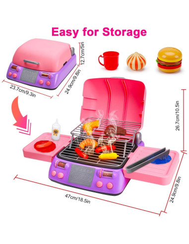 Juego de Barbacoa Rosa AugToy para Niños 2-8 Años con Sonido