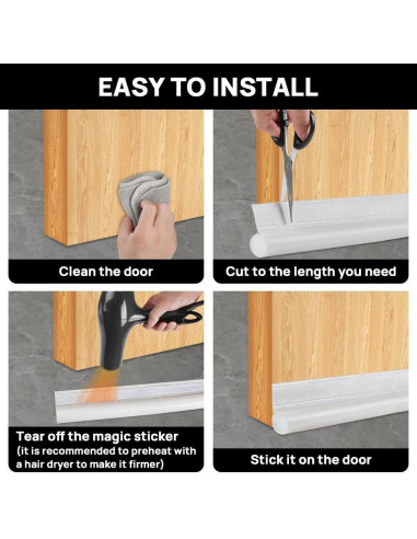 2 Tapones de Corrientes de Aire KAKULO 94 cm Ajustables Blancos