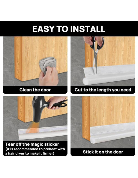 2 Tapones de Corrientes de Aire KAKULO 94 cm Ajustables Blancos