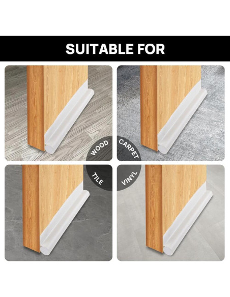 2 Tapones de Corrientes de Aire KAKULO 94 cm Ajustables Blancos