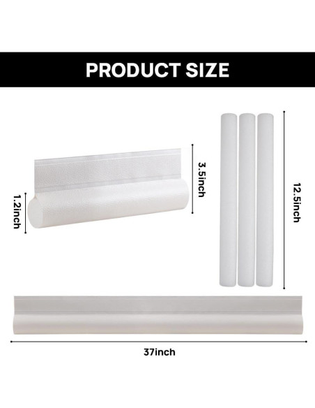 2 Tapones de Corrientes de Aire KAKULO 94 cm Ajustables Blancos