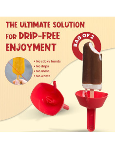 Soporte para Paletas Sin Goteo POP NO DROP - 2 Piezas Rojo y Amarillo 2