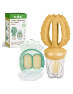 Alimentador de Frutas Haakaa Pulpo Mostaza + Moldes Helado