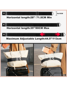 Cinturón de Viaje TOOVREN 2-en-1 Ajustable Negro 71.5-90CM 2