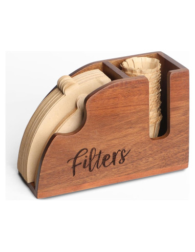 Soporte de Filtros de Café de Madera Acacia 2 en 1 para V60 y K-Cup