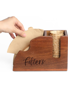 Soporte de Filtros de Café de Madera Acacia 2 en 1 para V60 y K-Cup 2