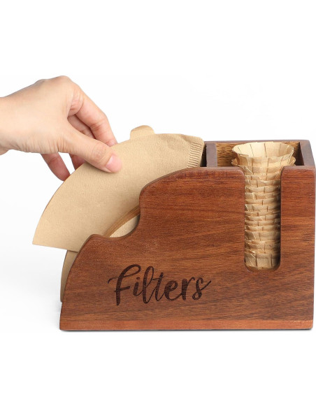 Soporte de Filtros de Café de Madera Acacia 2 en 1 para V60 y K-Cup