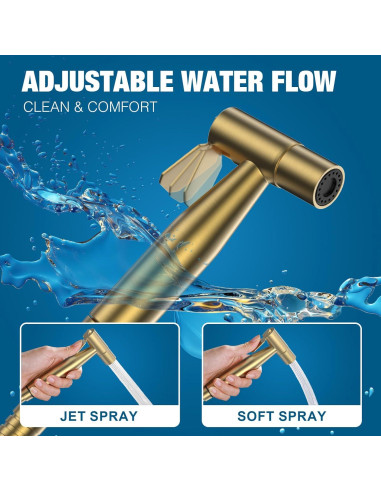 Rociador de Bidet FREDI Oro Cepillado, Acero Inoxidable, 1 Paquete