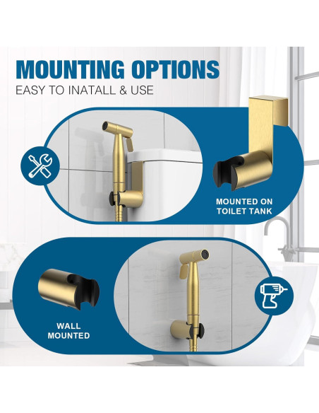 Rociador de Bidet FREDI Oro Cepillado, Acero Inoxidable, 1 Paquete