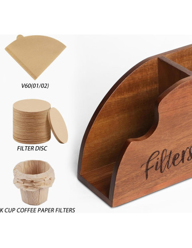 Soporte de Filtros de Café de Madera Acacia 2 en 1 para V60 y K-Cup
