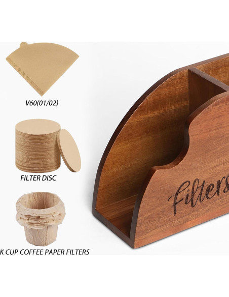 Soporte de Filtros de Café de Madera Acacia 2 en 1 para V60 y K-Cup