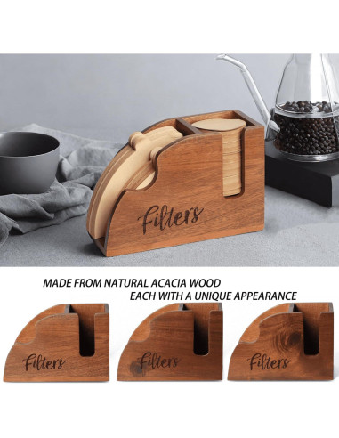 Soporte de Filtros de Café de Madera Acacia 2 en 1 para V60 y K-Cup