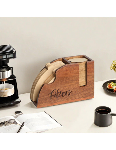 Soporte de Filtros de Café de Madera Acacia 2 en 1 para V60 y K-Cup
