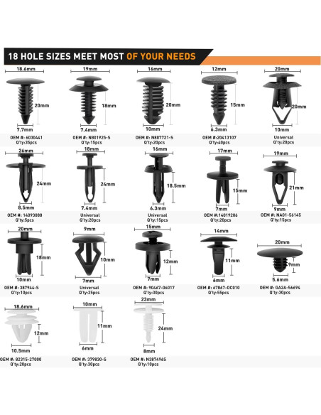 Kit de Sujetadores de Retención GOOACC 700 Piezas Nylon