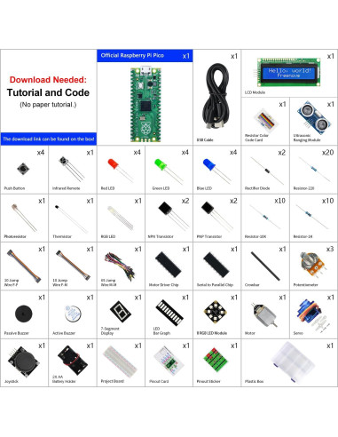 Kit de Inicio FREENOVE para Raspberry Pi Pico - 177 Artículos