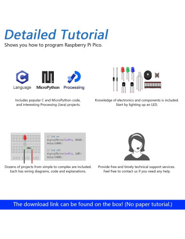 Kit de Inicio FREENOVE para Raspberry Pi Pico - 177 Artículos
