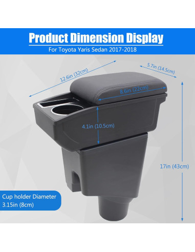 Caja Apoyabrazos YJYWZH para Toyota Yaris Sedán 2017-2018