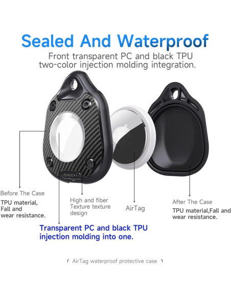 Funda Protectora Impermeable TPU para AirTag GKKBUFF - Negro