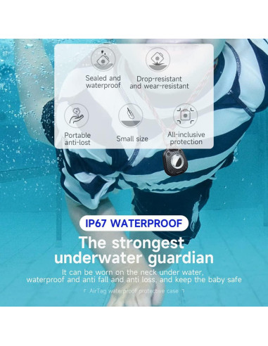 Funda Protectora Impermeable TPU para AirTag GKKBUFF - Negro