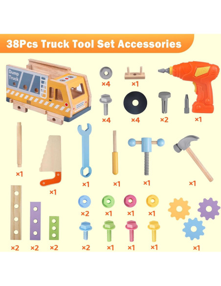 Conjunto de Herramientas de Madera Aliex 38 Piezas para Niños