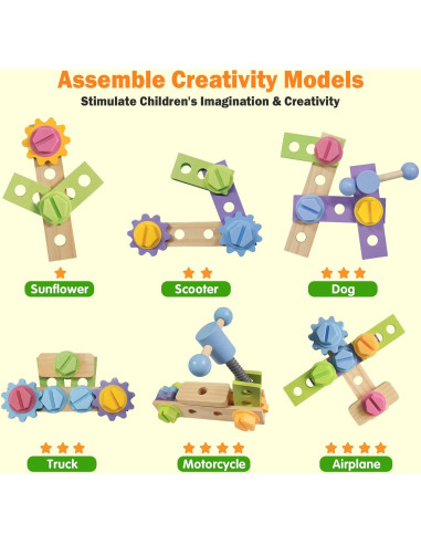 Conjunto de Herramientas de Madera Aliex 38 Piezas para Niños