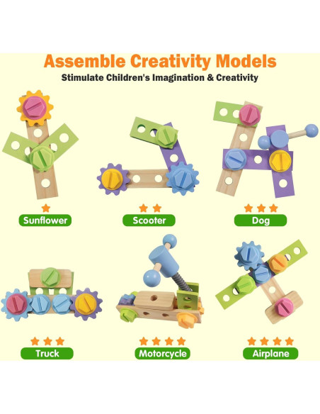 Conjunto de Herramientas de Madera Aliex 38 Piezas para Niños