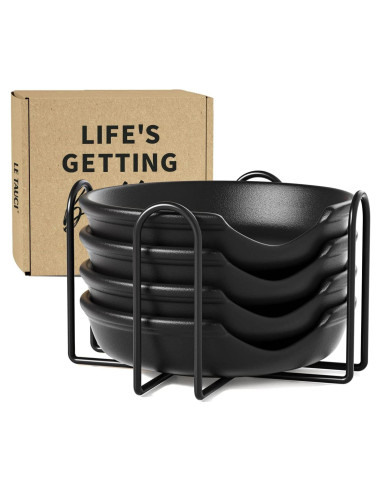Soporte de Cuchara de Cerámica LE TAUCI Negro 12.2 cm Set de 4