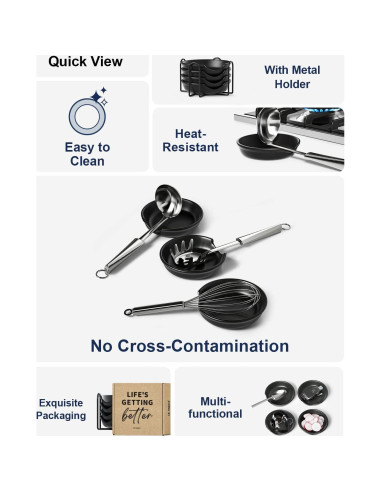 Soporte de Cuchara de Cerámica LE TAUCI Negro 12.2 cm Set de 4