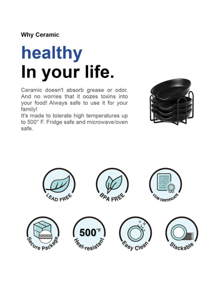 Soporte de Cuchara de Cerámica LE TAUCI Negro 12.2 cm Set de 4