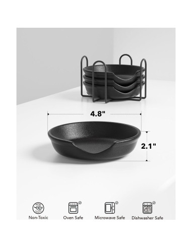 Soporte de Cuchara de Cerámica LE TAUCI Negro 12.2 cm Set de 4