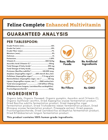 Suplemento Probiotico para Gatos Wholistic 113.4 g Calabaza Orgánica