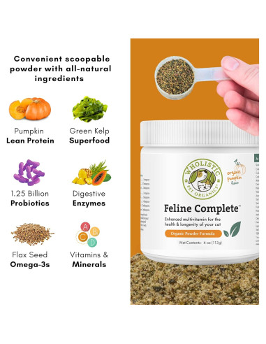 Suplemento Probiotico para Gatos Wholistic 113.4 g Calabaza Orgánica