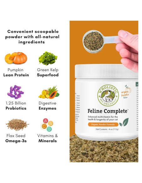 Suplemento Probiotico para Gatos Wholistic 113.4 g Calabaza Orgánica