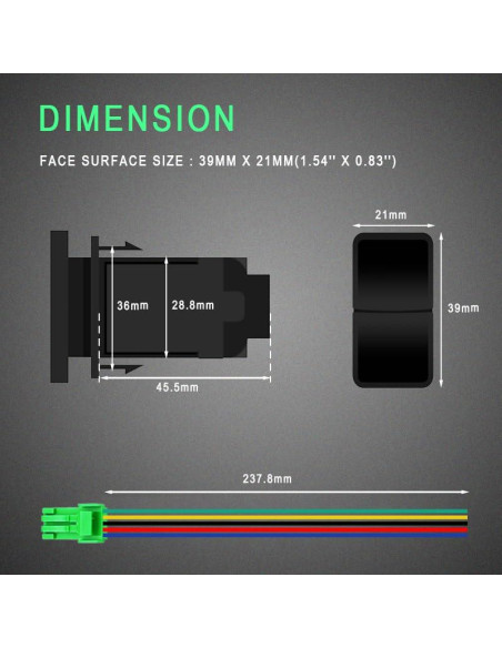 Interruptor dual 12V 3A BACAUTOPARTS para Toyota Prado Hilux